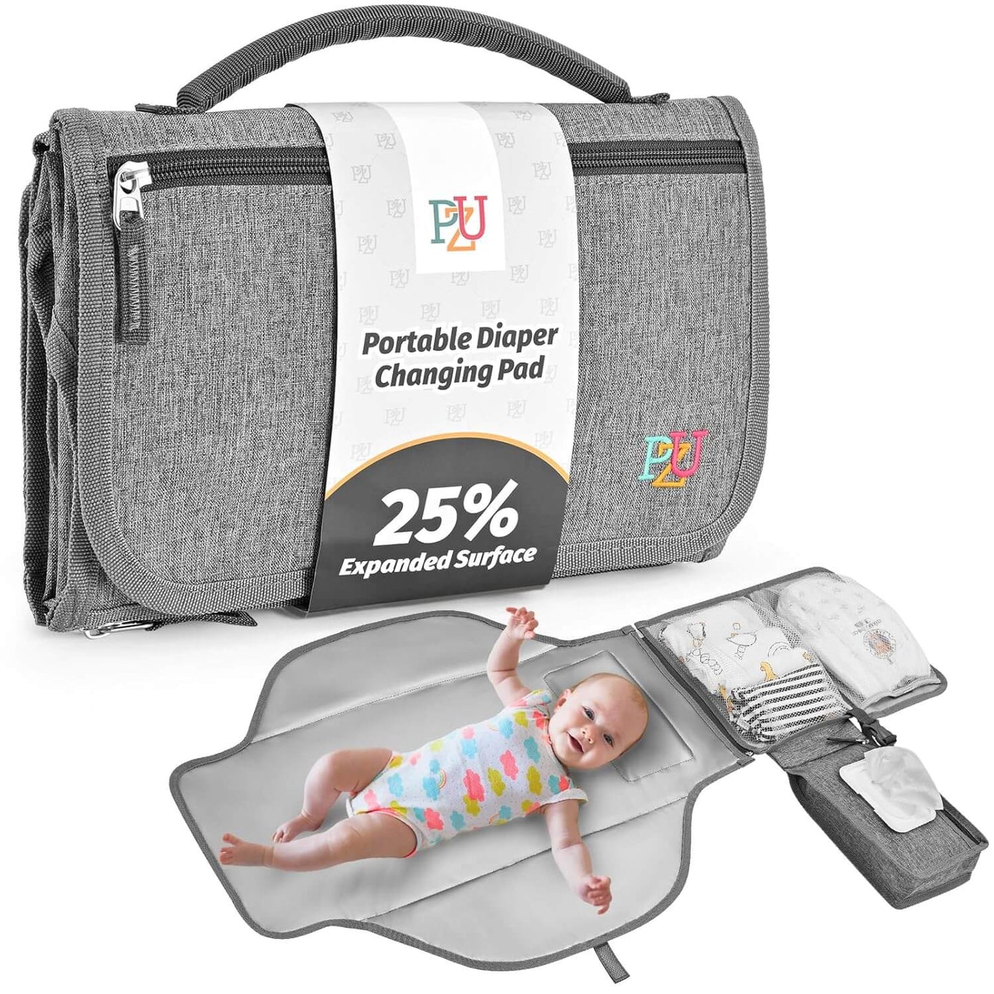 PZU Portable Diaper Changing Pad – Oversized, Waterproof & Convenient for Home, Travel & Outdoor Use