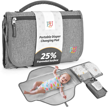 PZU Portable Diaper Changing Pad – Oversized, Waterproof & Convenient for Home, Travel & Outdoor Use