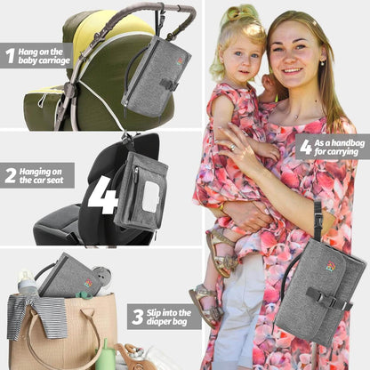 PZU Portable Diaper Changing Pad – Oversized, Waterproof & Convenient for Home, Travel & Outdoor Use