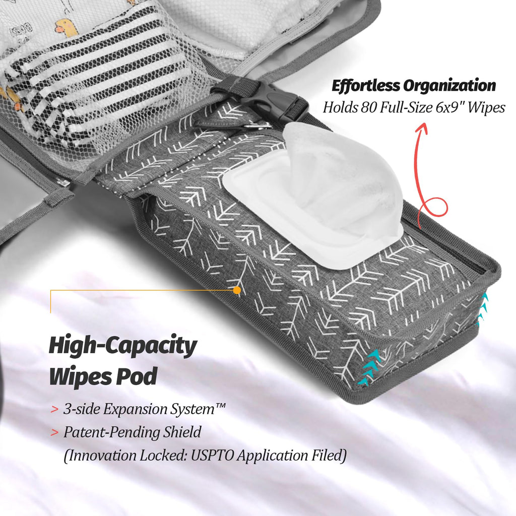 Portable Diaper Changing Pad - Changing Pad Portable with Wipes Pocket, Waterproof Diaper Changing Mat, Portable Changing Pad for Baby, Newborn Gift (Black)