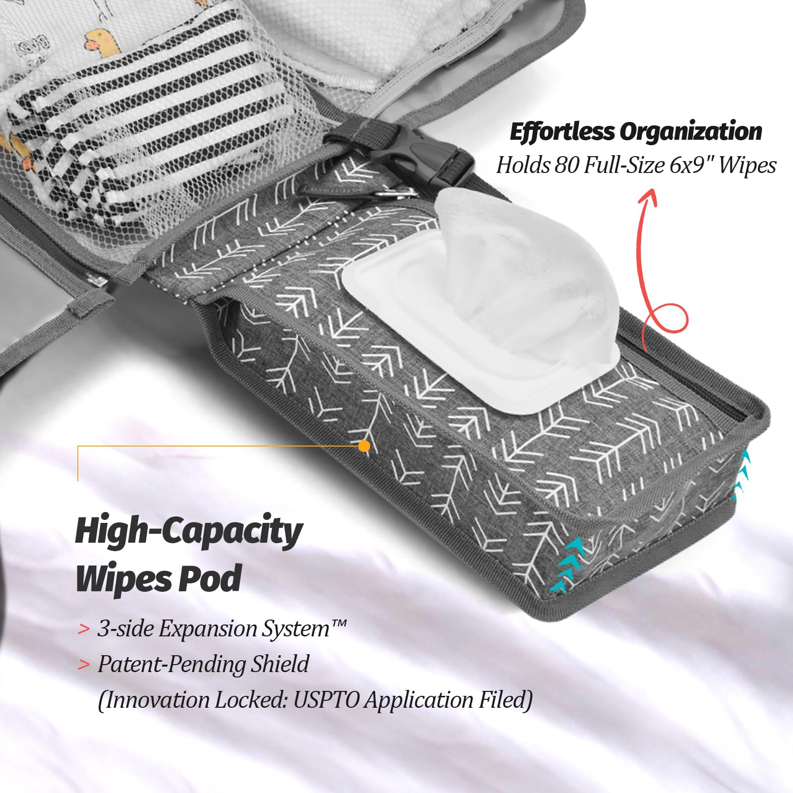 Portable Diaper Changing Pad - Changing Pad Portable with Wipes Pocket, Waterproof Diaper Changing Mat, Portable Changing Pad for Baby, Newborn Gift (Black)