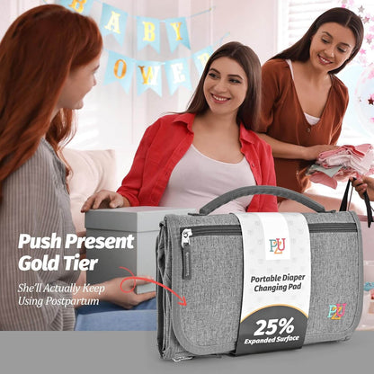 PZU Portable Diaper Changing Pad – Oversized, Waterproof & Convenient for Home, Travel & Outdoor Use