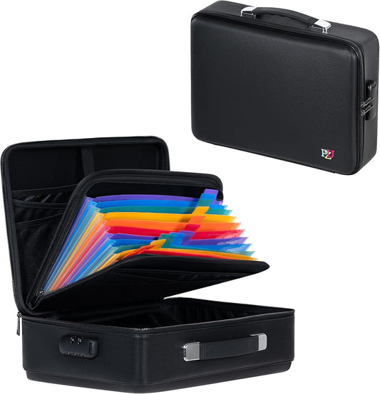 Fireproof Document Box - Hard-Shell Design Waterproof & Fireproof Document Safe with Lock, Fire Proof File Box for Documents, Certificates, Laptops, Passports, Black
