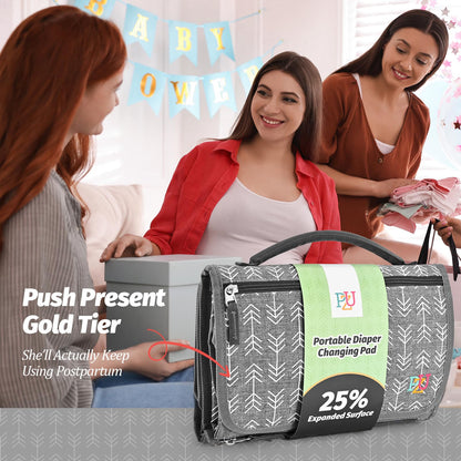 Portable Diaper Changing Pad - Changing Pad Portable with Wipes Pocket, Waterproof Diaper Changing Mat, Portable Changing Pad for Baby, Newborn Gift (Black)