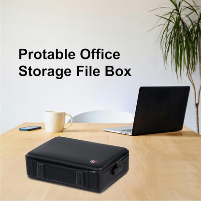 Fireproof Document Box - Hard-Shell Design Waterproof & Fireproof Document Safe with Lock, Fire Proof File Box for Documents, Certificates, Laptops, Passports, Black