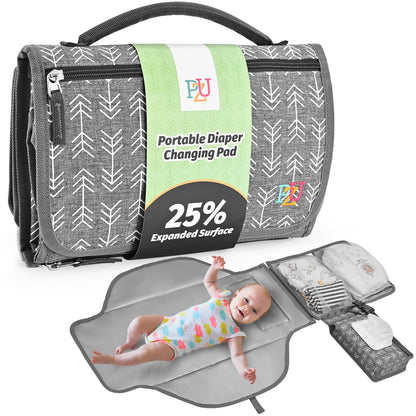 Portable Diaper Changing Pad - Changing Pad Portable with Wipes Pocket, Waterproof Diaper Changing Mat, Portable Changing Pad for Baby, Newborn Gift (Black)